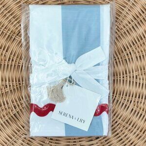 NEW Serena & Lily Beach Club Percale Stripe Euro Pillow Sham-Coastal Blue